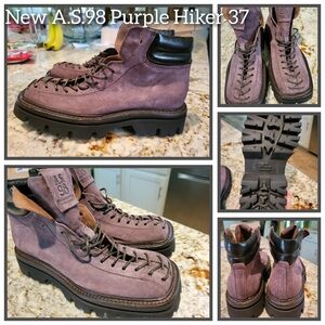 New A.S.98 Purple Lace Up Hiker Boots 37